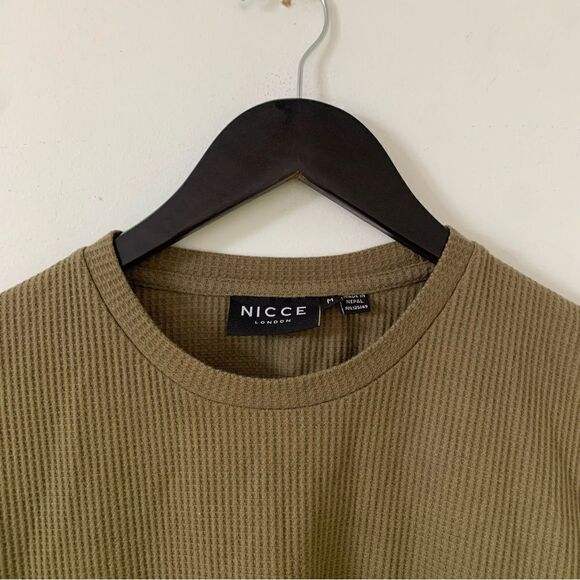 Nicce Olive Green Waffle‎ Short Sleeve T-shirt - Picture 3 of 6